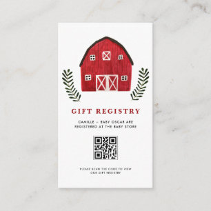Rustic Farm Watercolor Red Barn QR Code Registry Enclosure Card