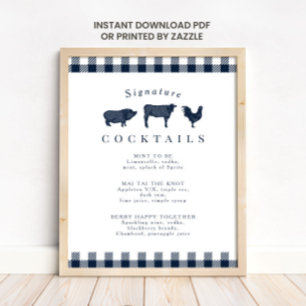 Rustic Farm Wedding Cocktail Menu Sign