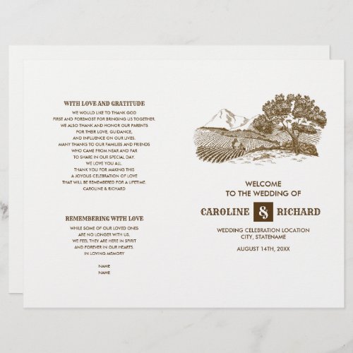 Rustic Farm Wedding Folded Program