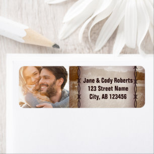 rustic farm western country barn wedding photo label