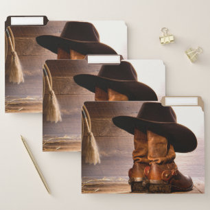 Rustic Farm western country barn wood cowboy boots File Folder