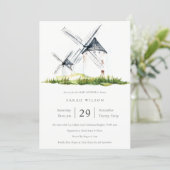 Rustic Farm Windmill Theme Baby Shower Invite (Standing Front)