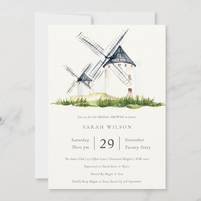 Rustic Farm Windmill Theme Bridal Shower Invite (Front)
