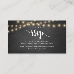 Rustic Farm Wood, String Lights, RSVP respond Encl Enclosure Card