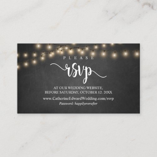 Rustic Farm Wood String Lights RSVP respond Encl Enclosure Card