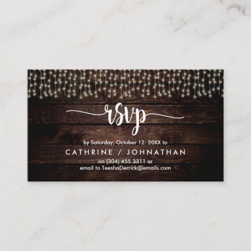 Rustic Farm Wood String Lights RSVP respond Enclosure Card