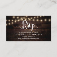 Rustic Farm Wood, String Lights, RSVP respond