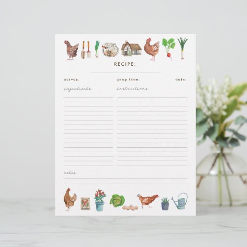 Rustic Farmers Market Chicken Recipe binder insert