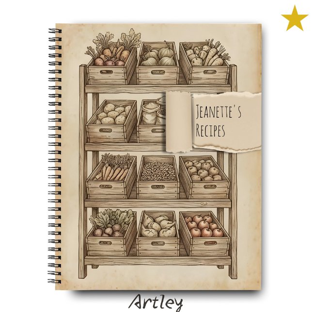 Rustic Farmer's Market Fruits Vegetables Recipe Notebook (Creator Uploaded)
