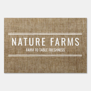 Rustic Farmers Market Stand Burlap Nature Custom Sign
