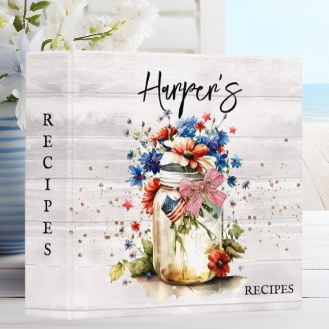 Rustic Farmhouse Americana Floral Recipe 3 Ring Binder (Creator Uploaded)
