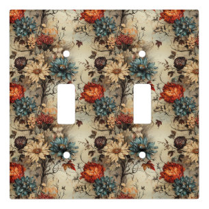 Rustic Farmhouse Autumn Pumpkin Floral Light Switch Cover