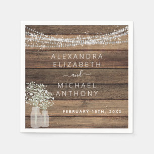 Rustic Farmhouse Baby's Breath Jar Wedding Napkins
