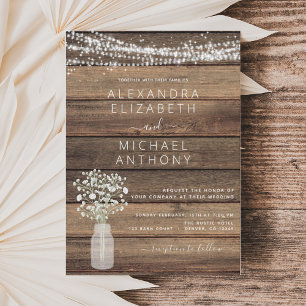 Rustic Farmhouse Baby's Breath Wedding Invitation