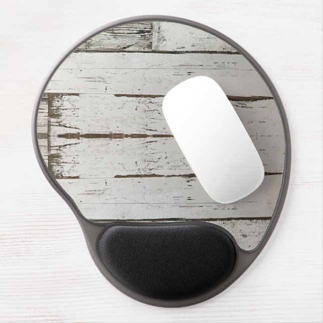 rustic farmhouse barn beige grey white wood grain gel mouse pad (Left Side)