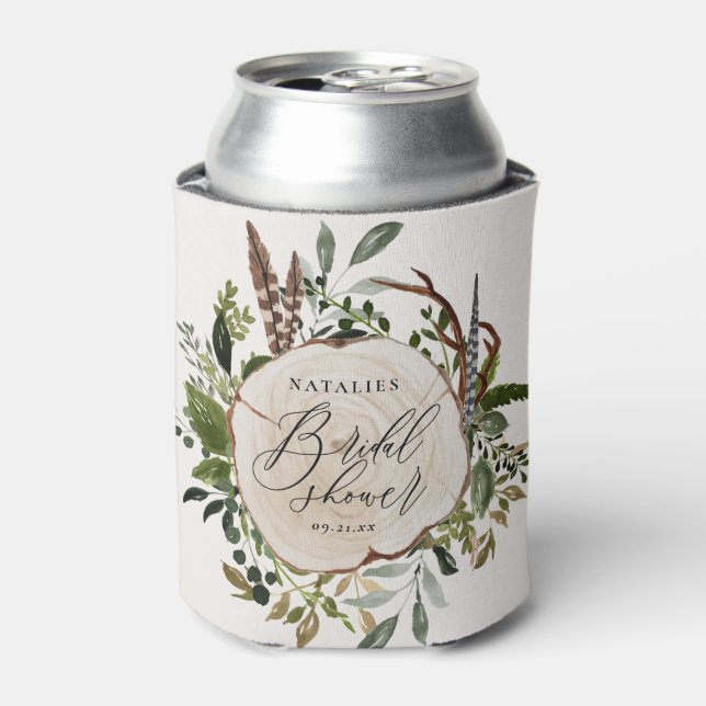 Rustic farmhouse barn botanical bridal shower  can cooler (Can Front)