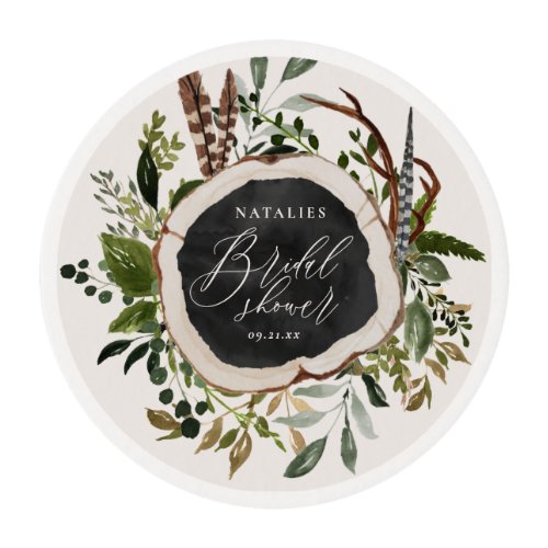 Rustic farmhouse barn botanical bridal shower edible frosting rounds