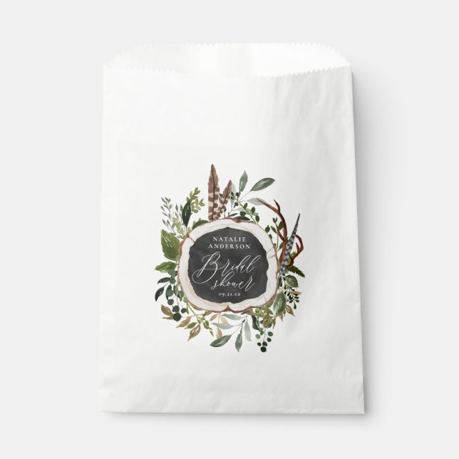 Rustic farmhouse barn botanical bridal shower favor bag (Front)
