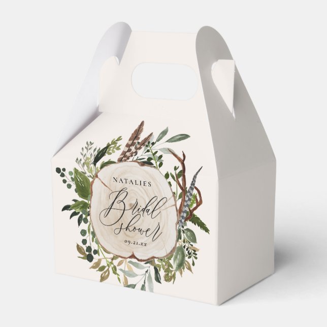 Rustic farmhouse barn botanical bridal shower  favor boxes (Front Side)