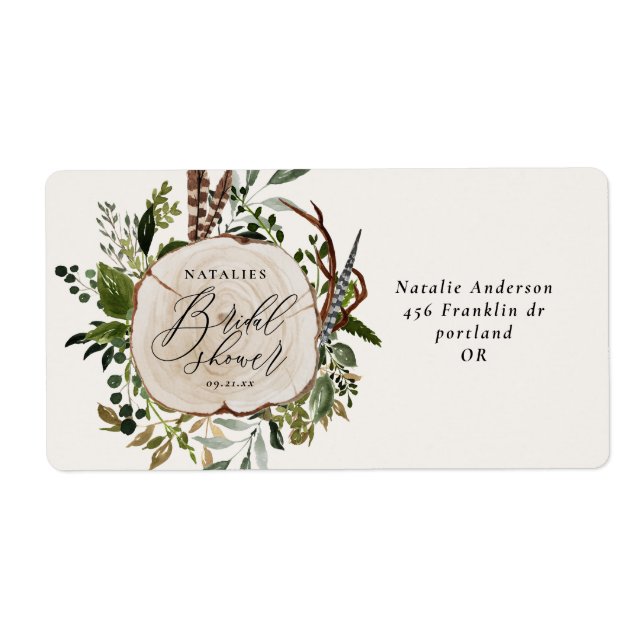 Rustic farmhouse barn botanical bridal shower  label (Front)