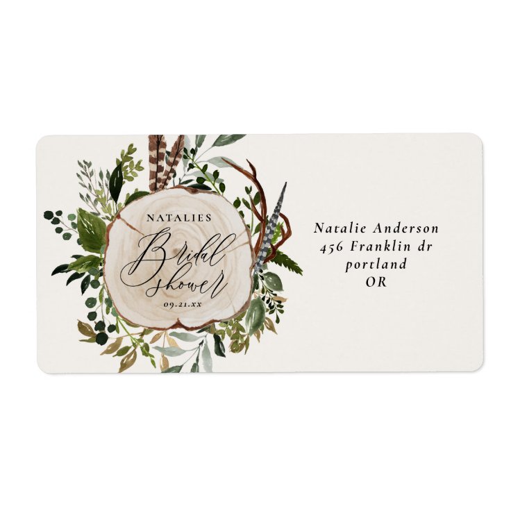 Rustic farmhouse barn botanical bridal shower label | Zazzle