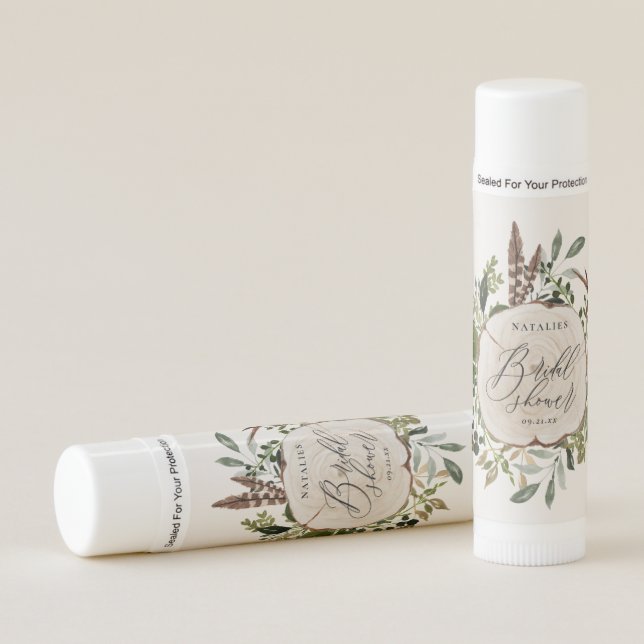 Rustic farmhouse barn botanical bridal shower  lip balm (Front)