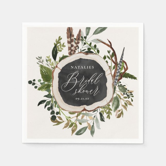 Rustic farmhouse barn botanical bridal shower napkins (Front)