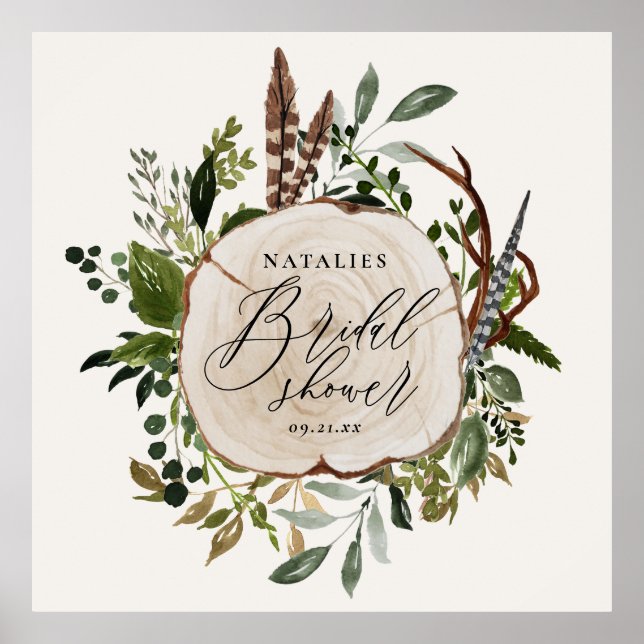 Rustic farmhouse barn botanical bridal shower sign (Front)