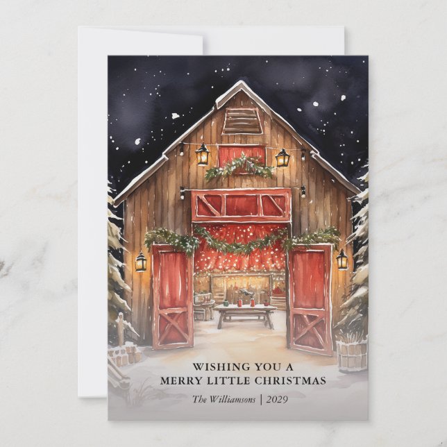 Rustic Farmhouse Barn Christmas Photo Card  (Front)