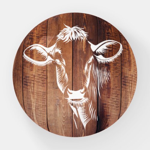 Rustic Farmhouse Barn Wood  White Cow Paperweight