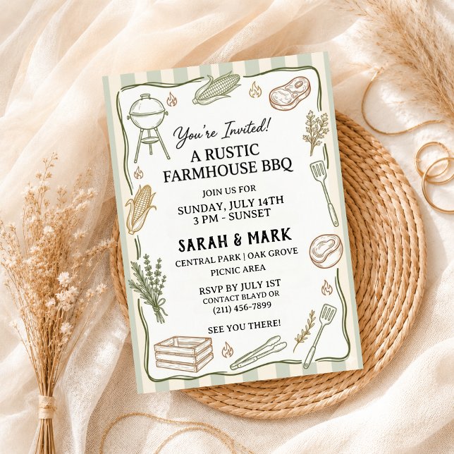Rustic Farmhouse BBQ Backyard Cookout Country Invitation (Creator Uploaded)