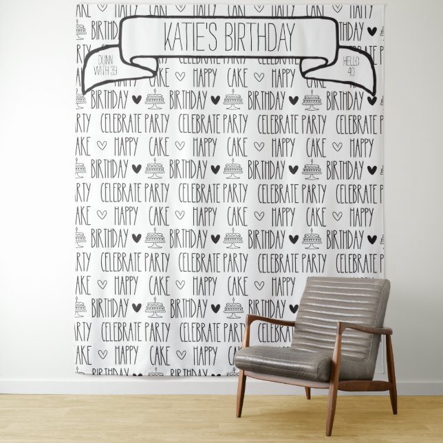 Rustic Farmhouse Birthday Party Backdrop Banner (In Situ)
