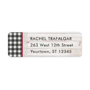 Rustic Farmhouse Black and White Buffalo Check Label