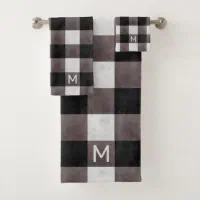 Black Buffalo Check, Modern Farmhouse Bath Towel Set