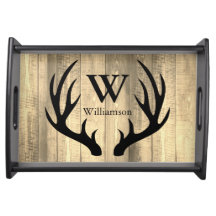 Rustic Farmhouse Black Deer Antlers Family Name