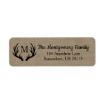 Rustic Farmhouse Black Deer Antlers Faux Burlap Label