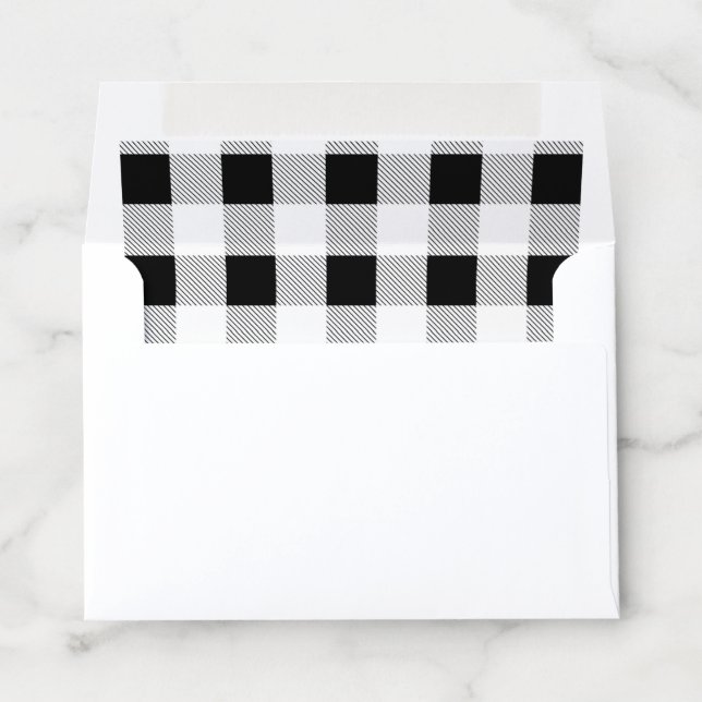 rustic farmhouse black white buffalo plaid party envelope liner (In Envelope)