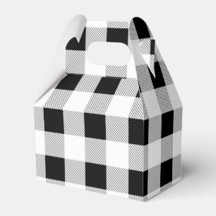 rustic farmhouse black white buffalo plaid party favor boxes