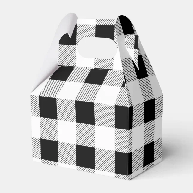 rustic farmhouse black white buffalo plaid party favor boxes | Zazzle