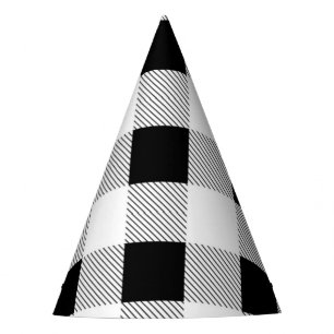 rustic farmhouse black white buffalo plaid party hat