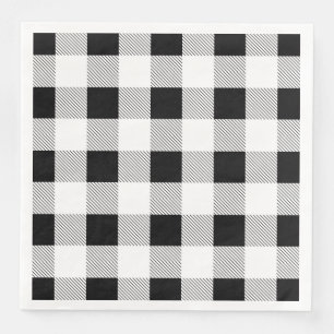rustic farmhouse black white buffalo plaid party paper dinner napkins