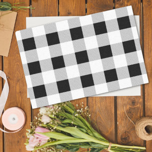 rustic farmhouse black white buffalo plaid party tissue paper
