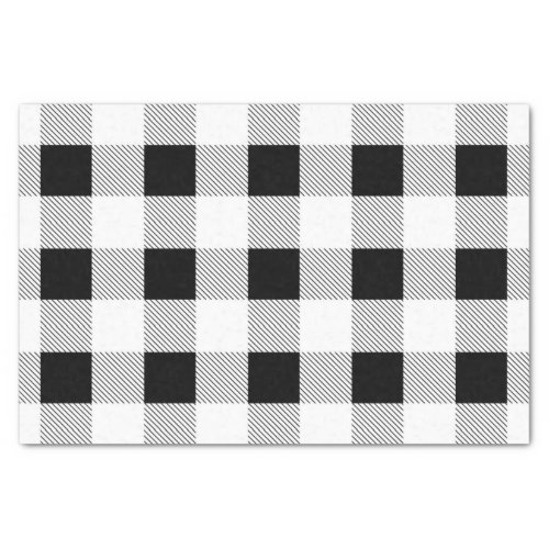 rustic farmhouse black white buffalo plaid party tissue paper