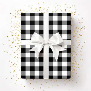 Rustic Farmhouse Black & White Checked Pattern Wrapping Paper