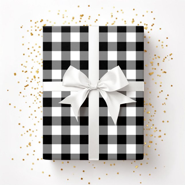 Rustic Farmhouse Black & White Checked Pattern Wrapping Paper (Rustic Farmhouse Black & White Checked Pattern Wrapping Paper)