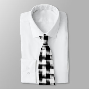 Rustic Farmhouse Black & White Checkered Neck Tie