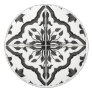 Rustic Farmhouse Black White Foliage Tile Pattern Ceramic Knob