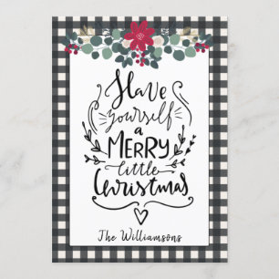 Rustic Farmhouse Black White Plaid Christmas Card