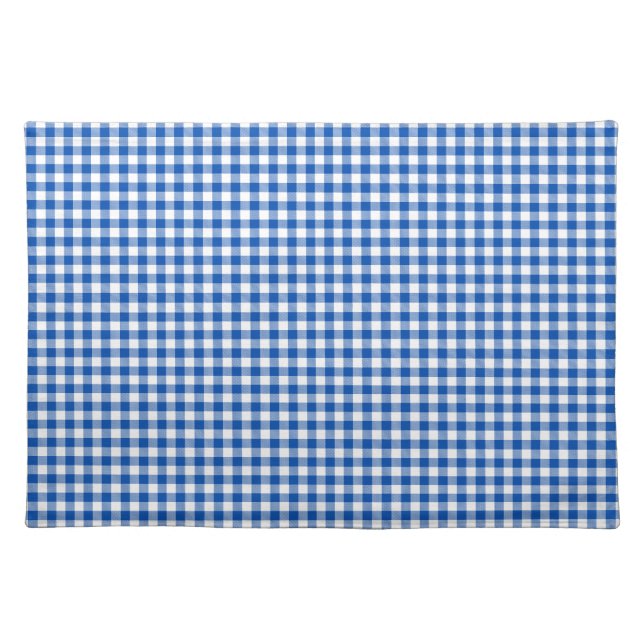 Rustic Farmhouse Blue and White Gingham Plaid Cloth Placemat (Front)