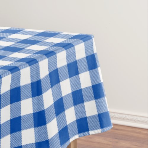 Rustic Farmhouse Blue and White Gingham Plaid Tablecloth